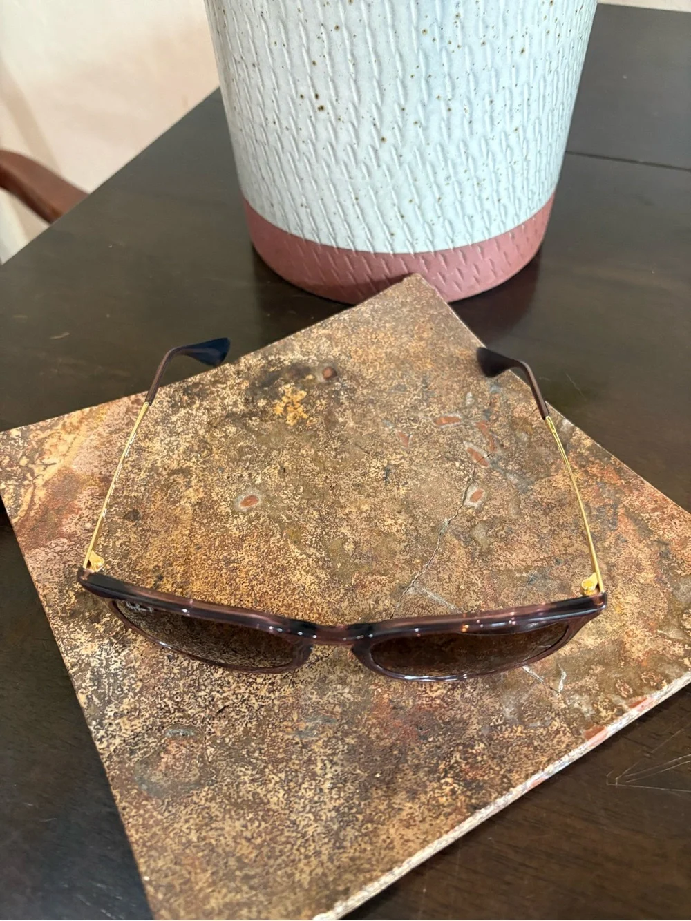 Ray-Ban Women’s Purple Sunglasses with Dark Brown Lenses
